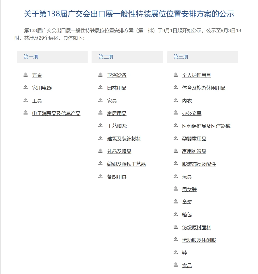 【全部出号】138届秋季广交会特装展位