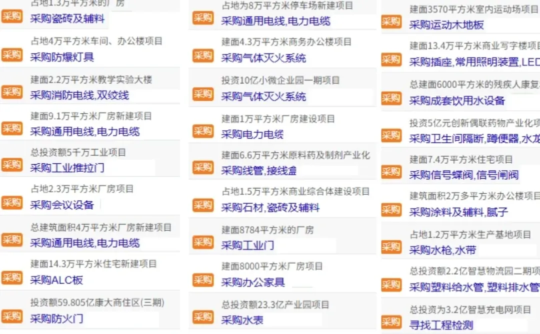 又是一组近期采购信息！