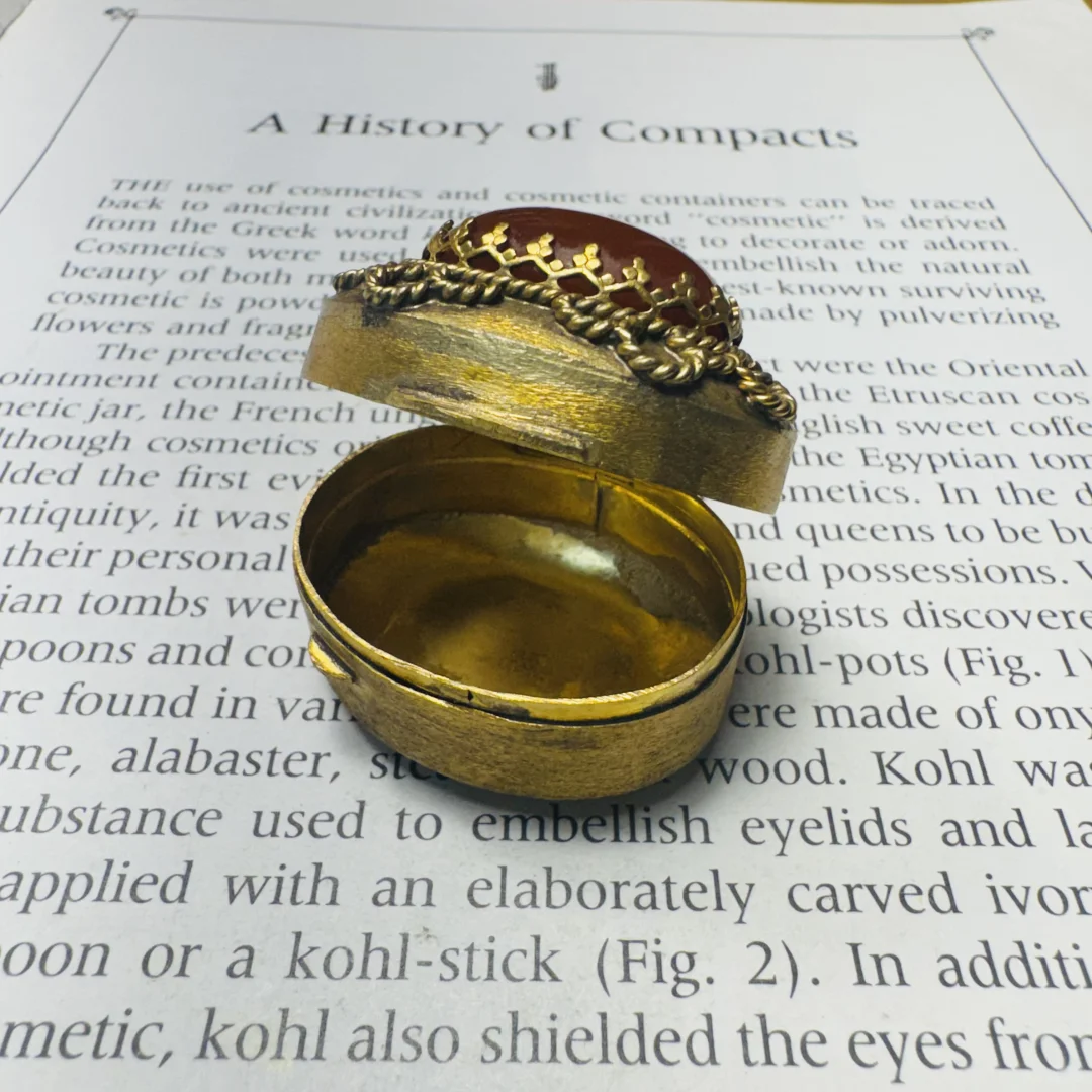 義大利 花絲鑲嵌紅瑪瑙鍍金橢圓盒