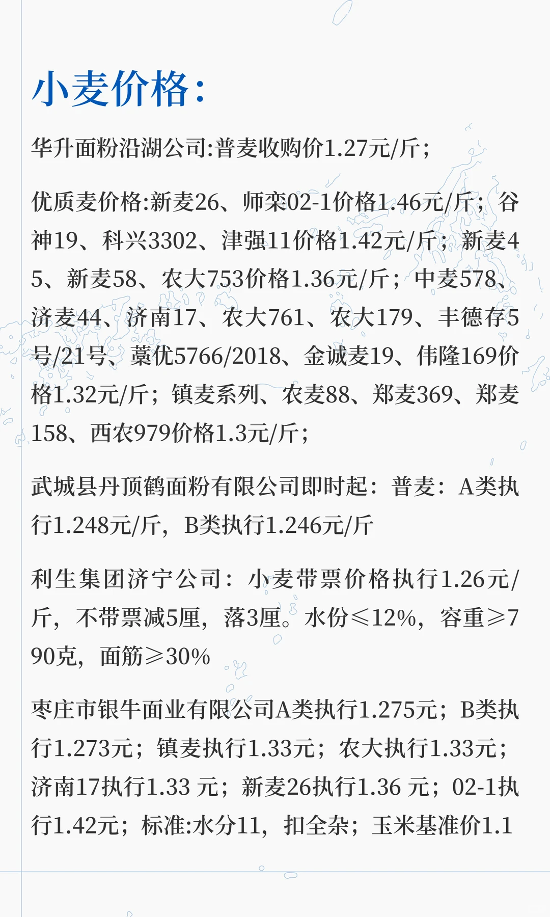 12月11日最新小麦玉米价格