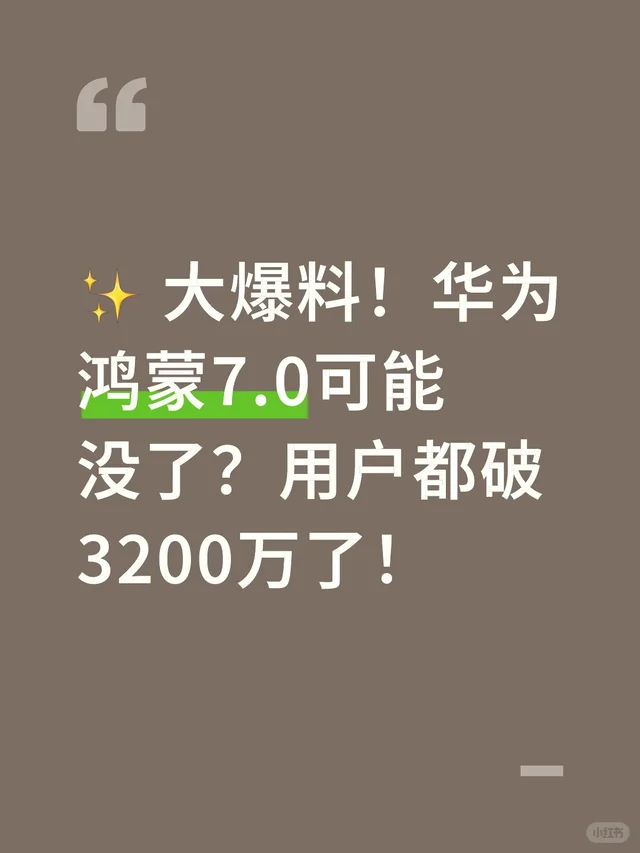 ✨ 大爆料！华为鸿蒙7.0可能没了？?