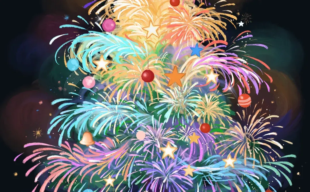 烟花圣诞树?绘画教程