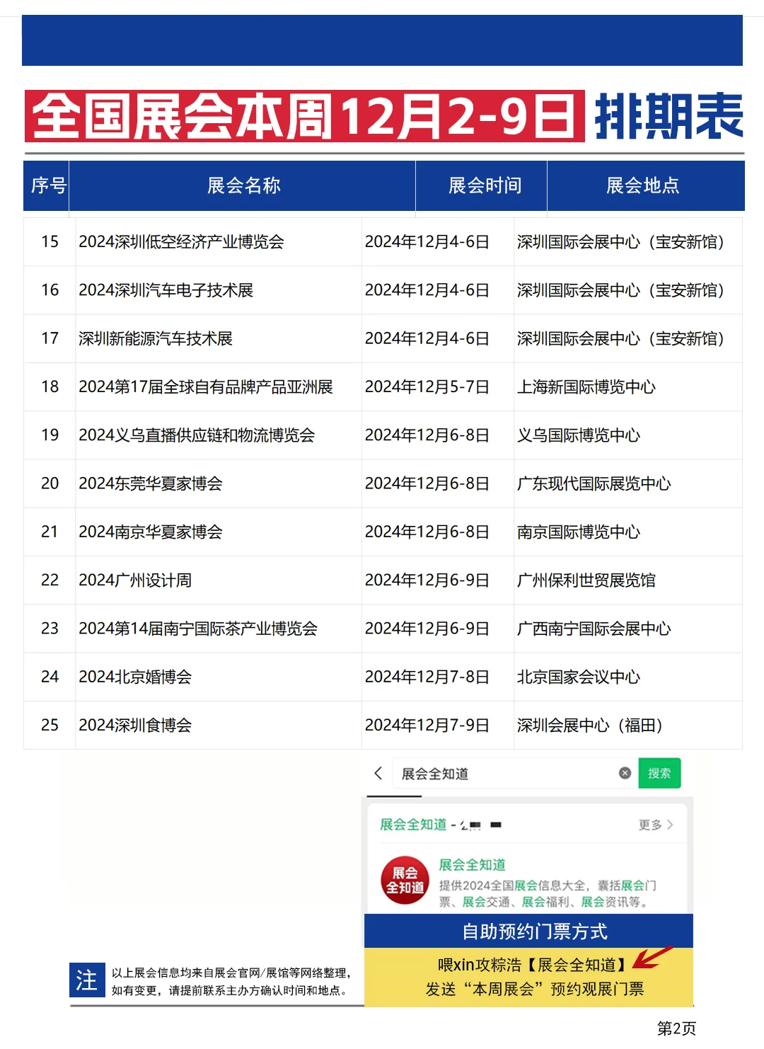 全国展会本周12月2-9日排期表