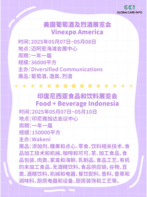 2025年5月国际食品展会盘点