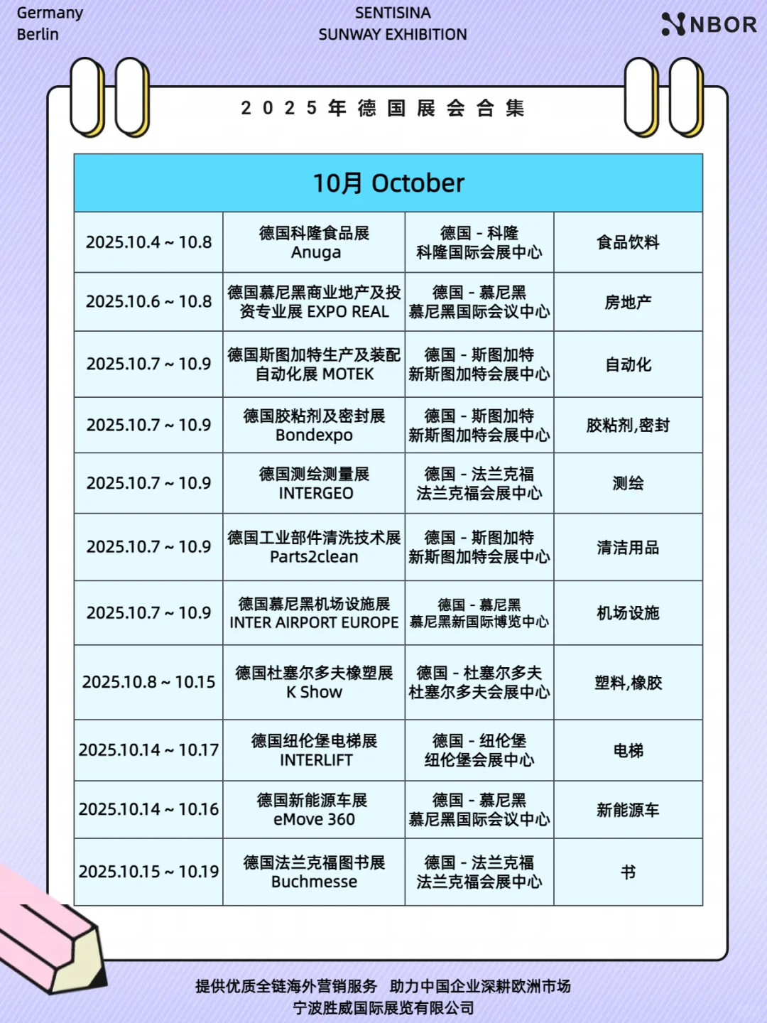 ? 2025年德国展会时间表目录全汇总❗❗