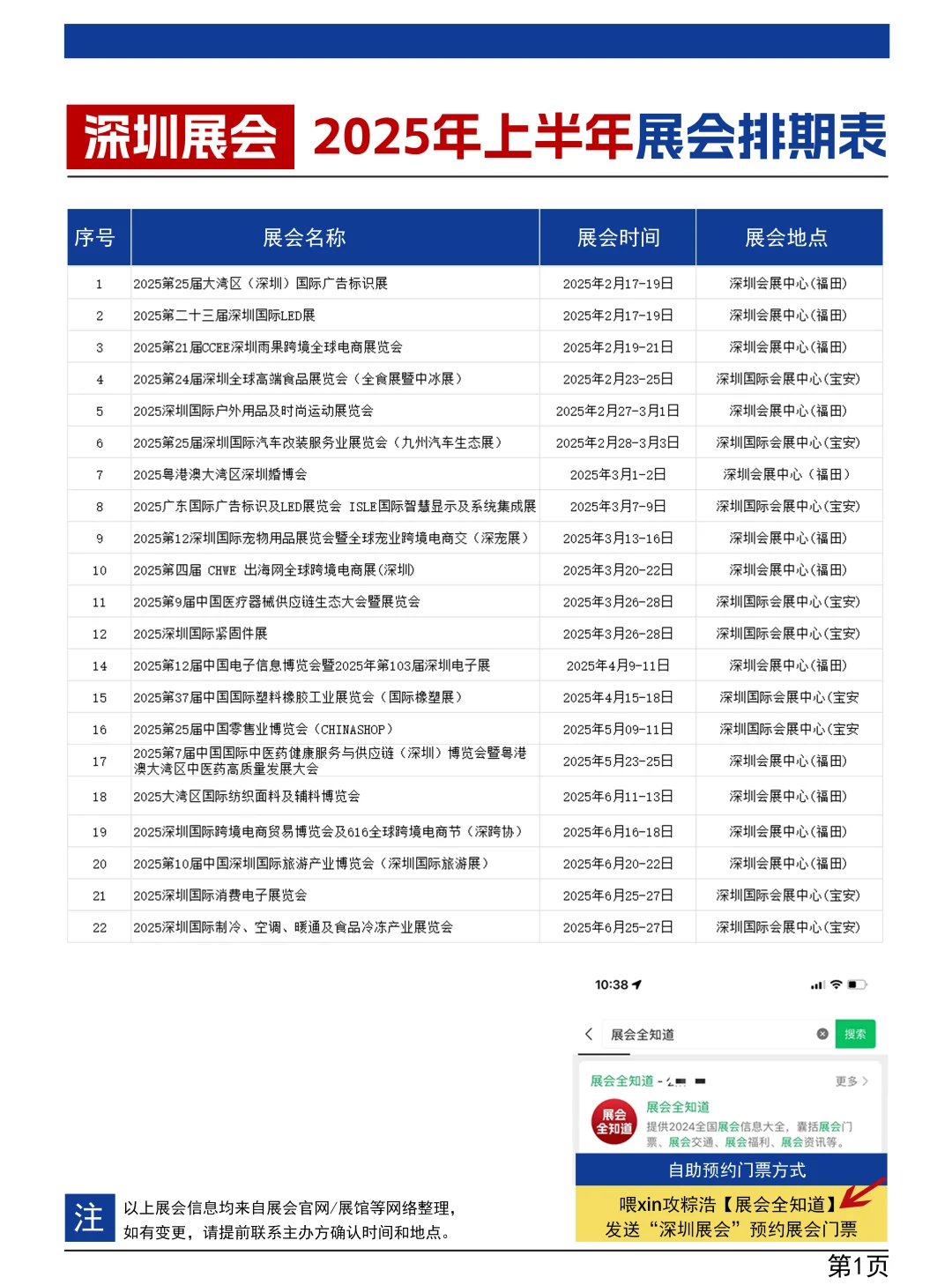 深圳展会2025排期一览表（上半年）