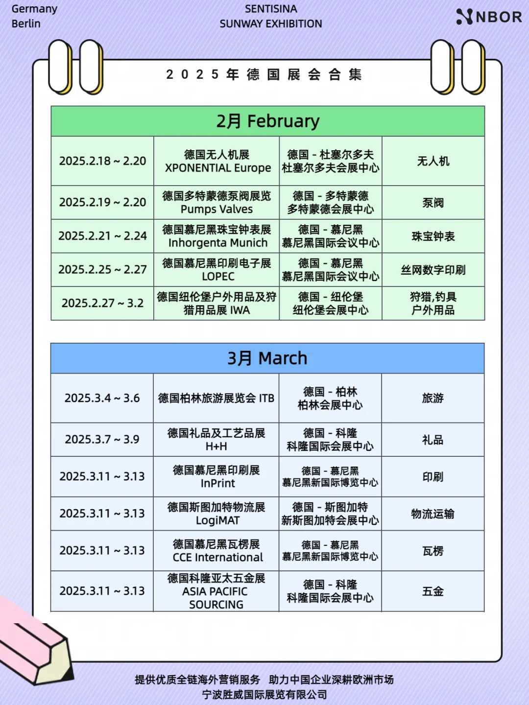 ? 2025年德国展会时间表目录全汇总❗❗