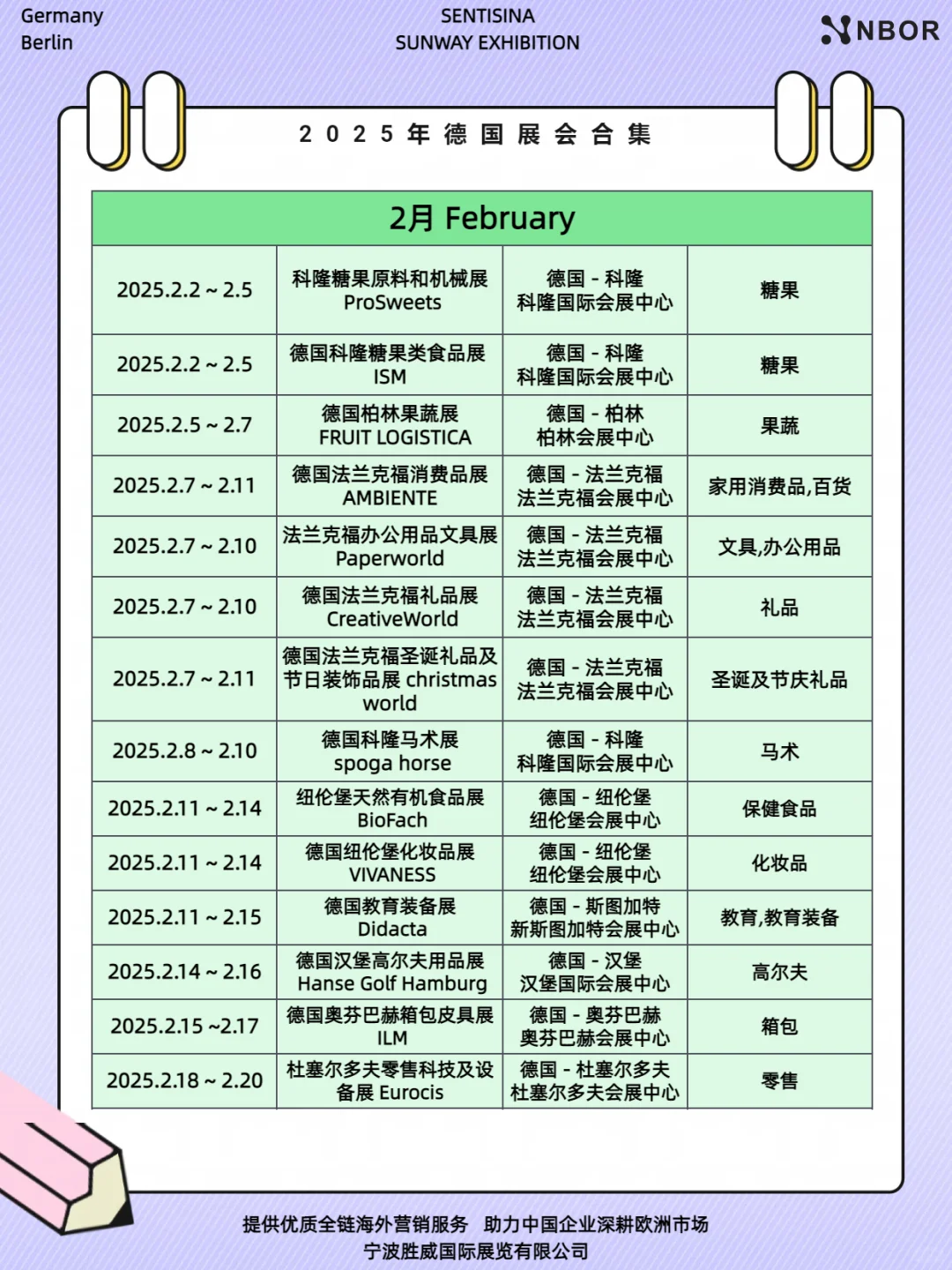 ? 2025年德国展会时间表目录全汇总❗❗