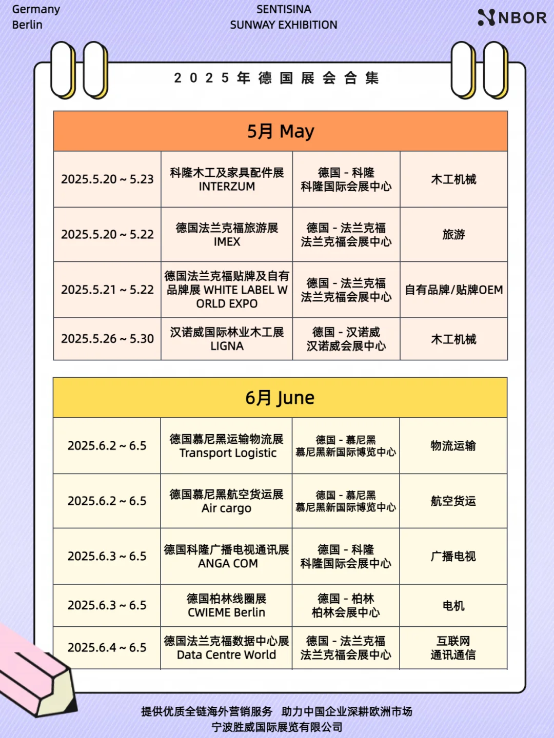 ? 2025年德国展会时间表目录全汇总❗❗