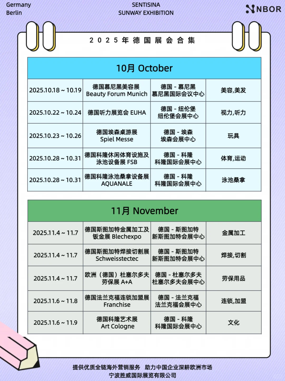 ? 2025年德国展会时间表目录全汇总❗❗