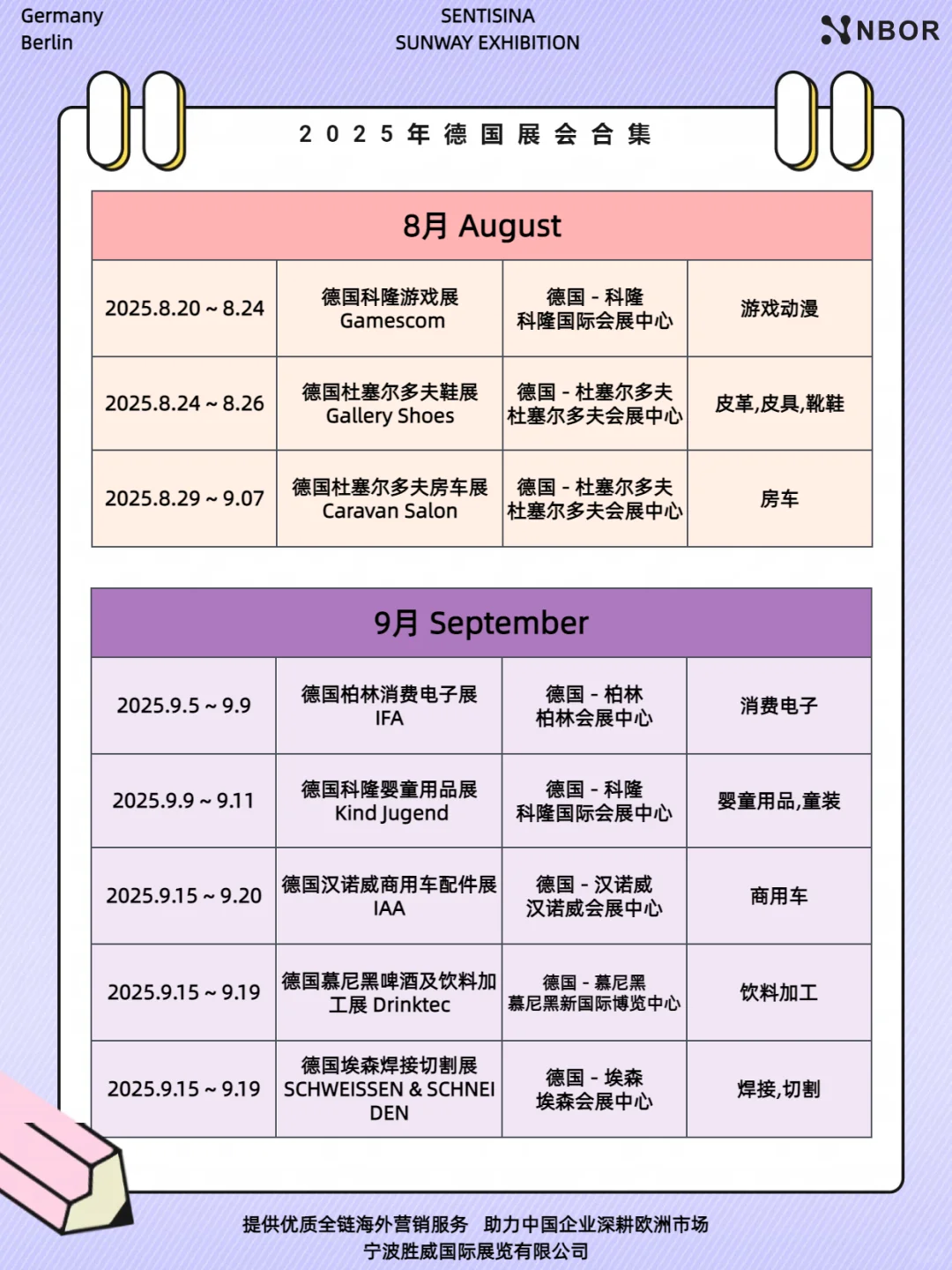 ? 2025年德国展会时间表目录全汇总❗❗