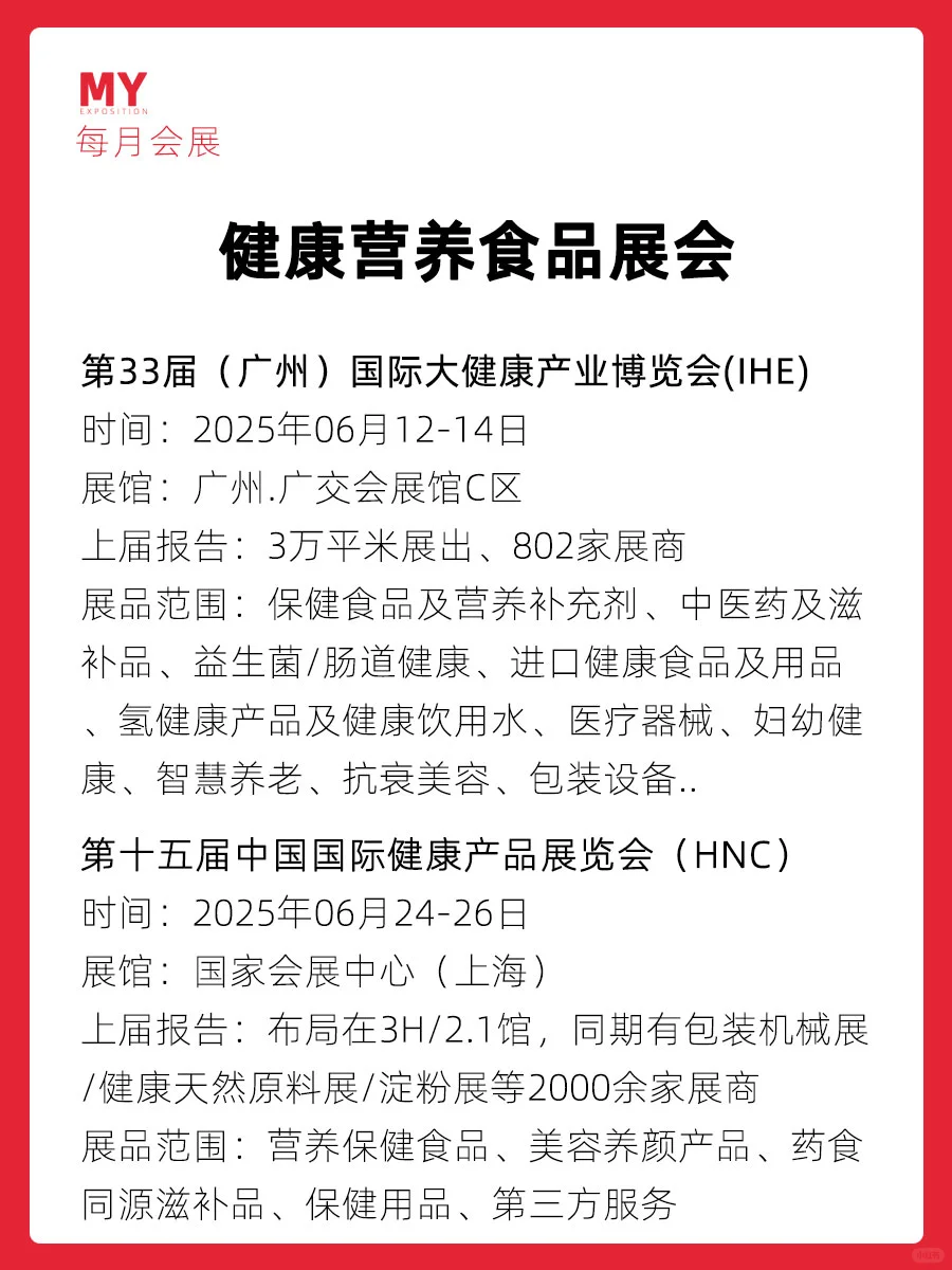 展会预告｜2025健康营养食品行业展推荐