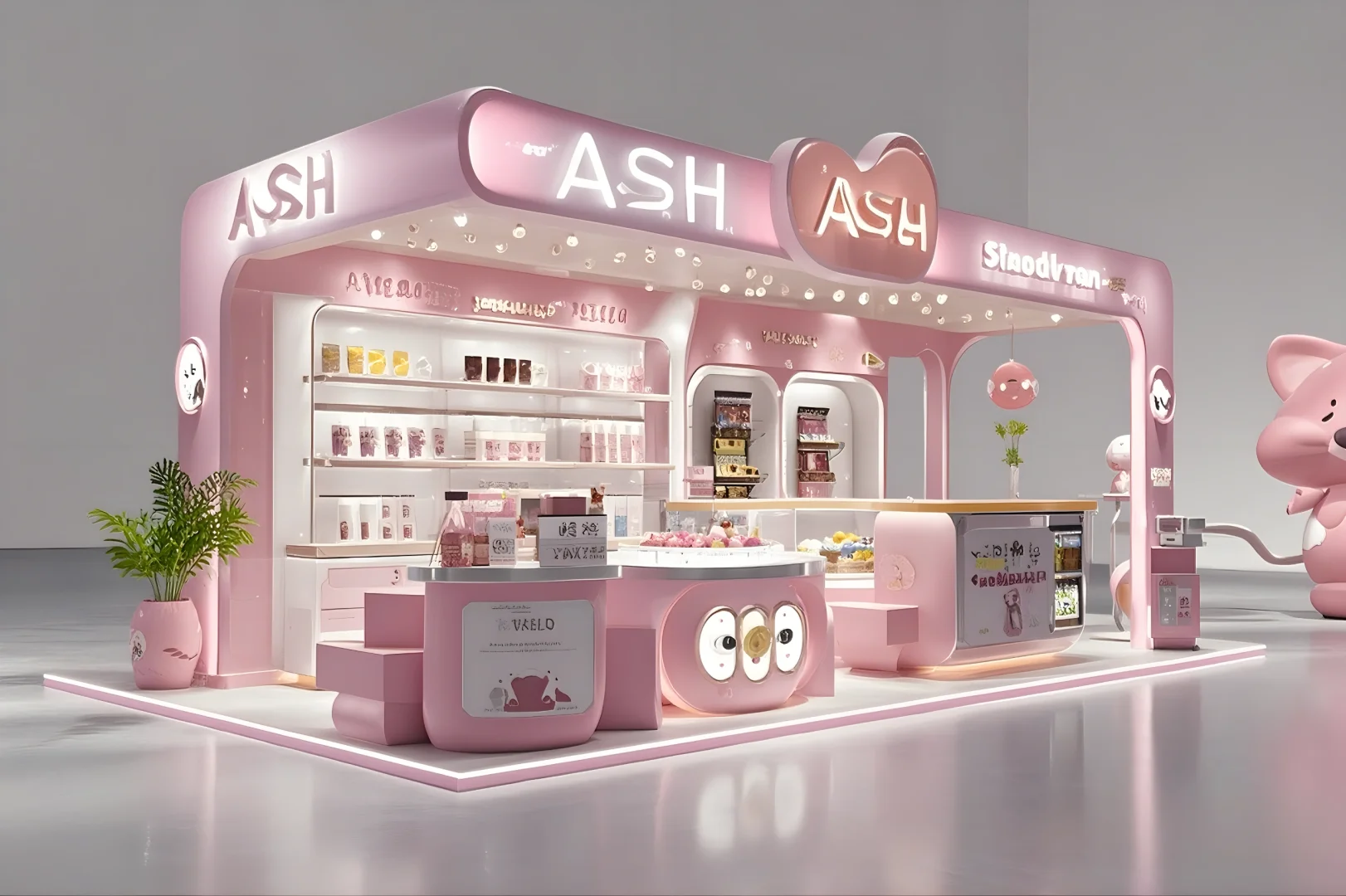 ?超可爱！粉色卡通浪漫主题展台