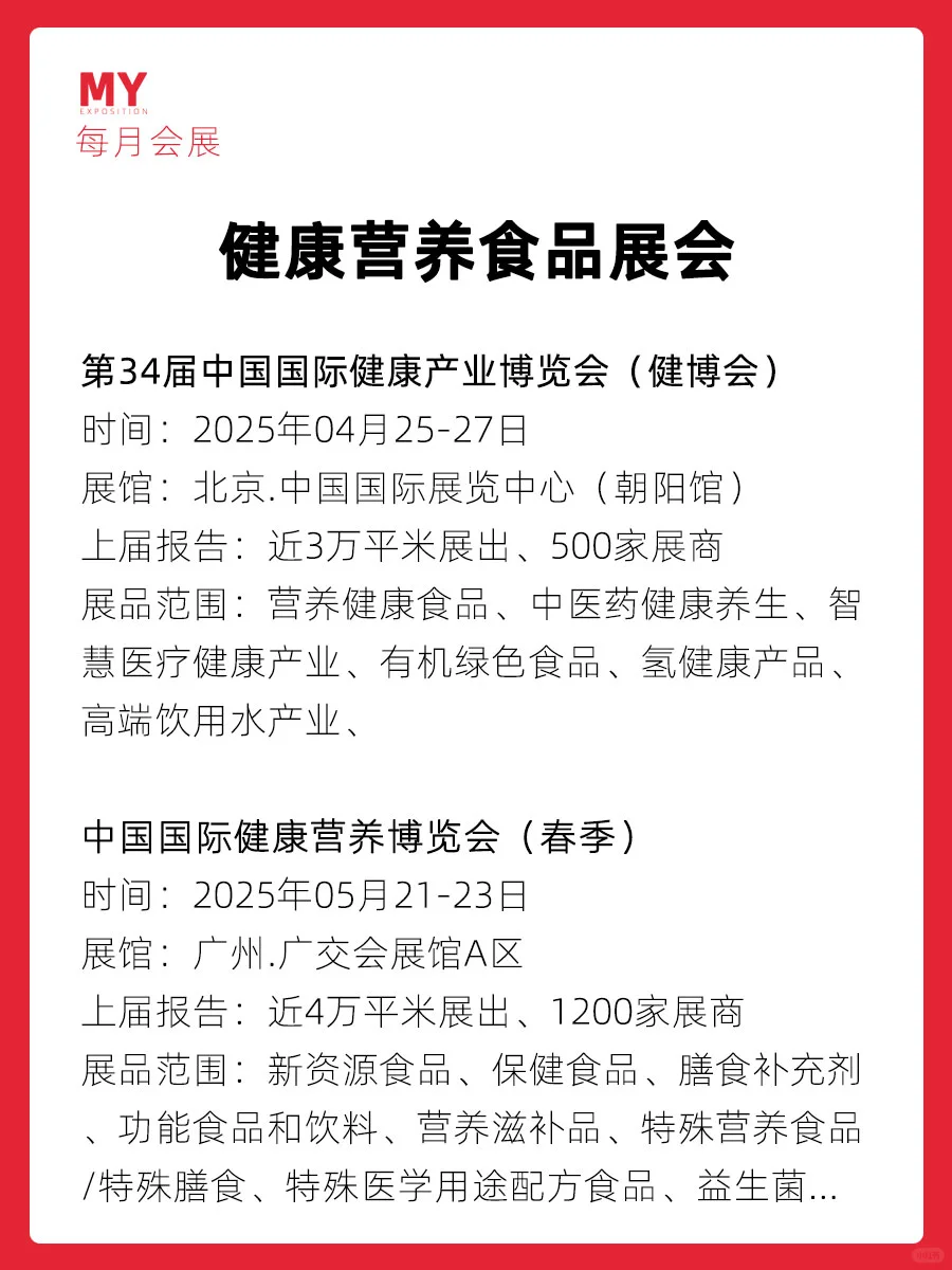 展会预告｜2025健康营养食品行业展推荐