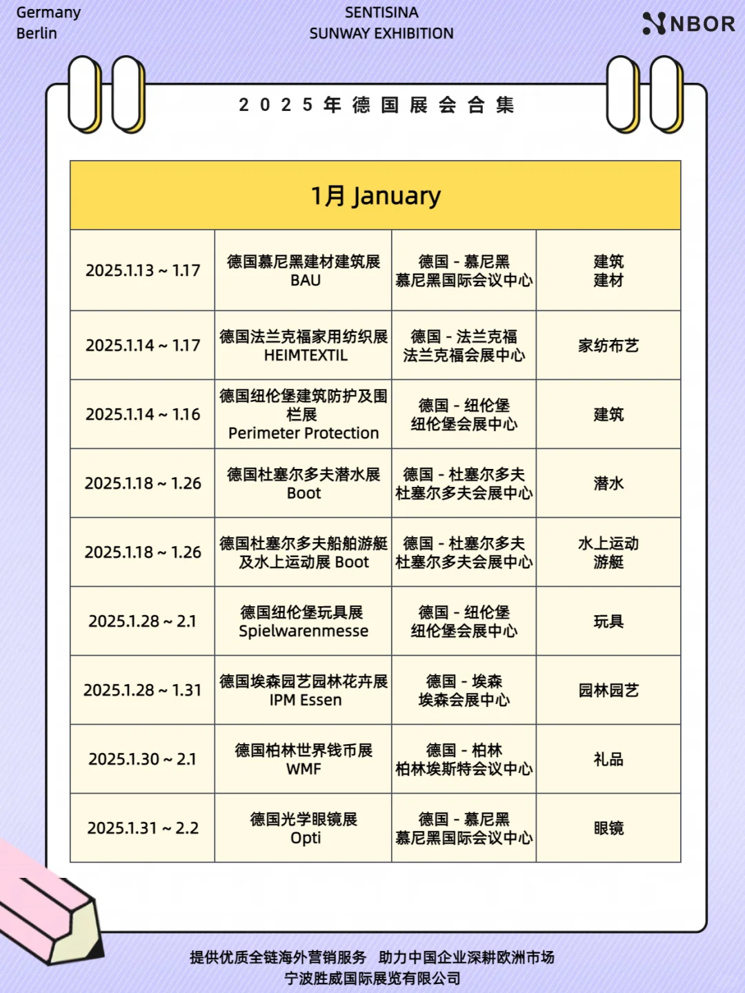 ? 2025年德国展会时间表目录全汇总❗❗