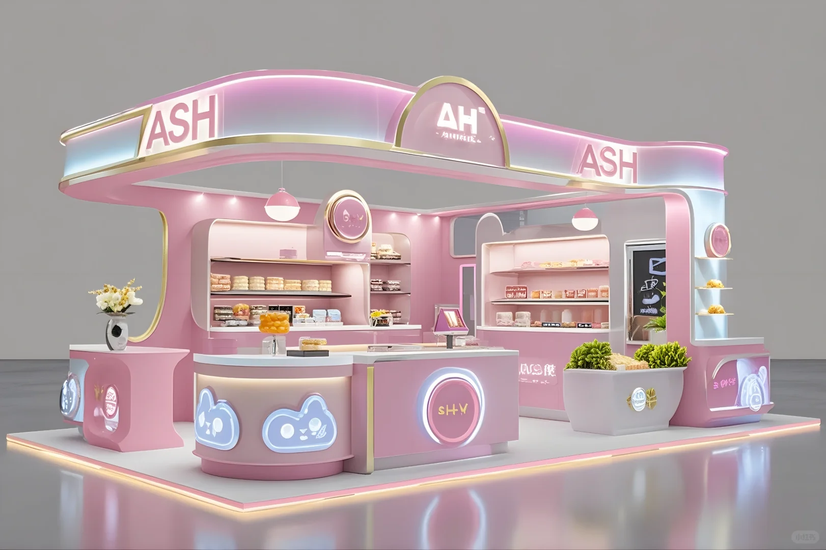 ?超可爱！粉色卡通浪漫主题展台