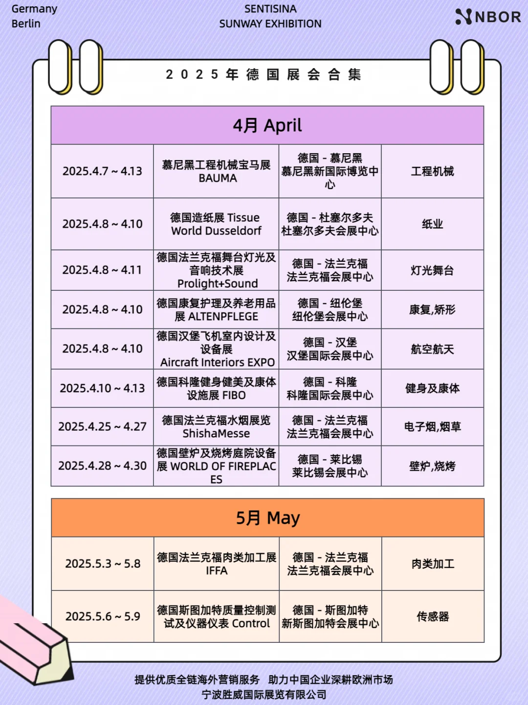 ? 2025年德国展会时间表目录全汇总❗❗