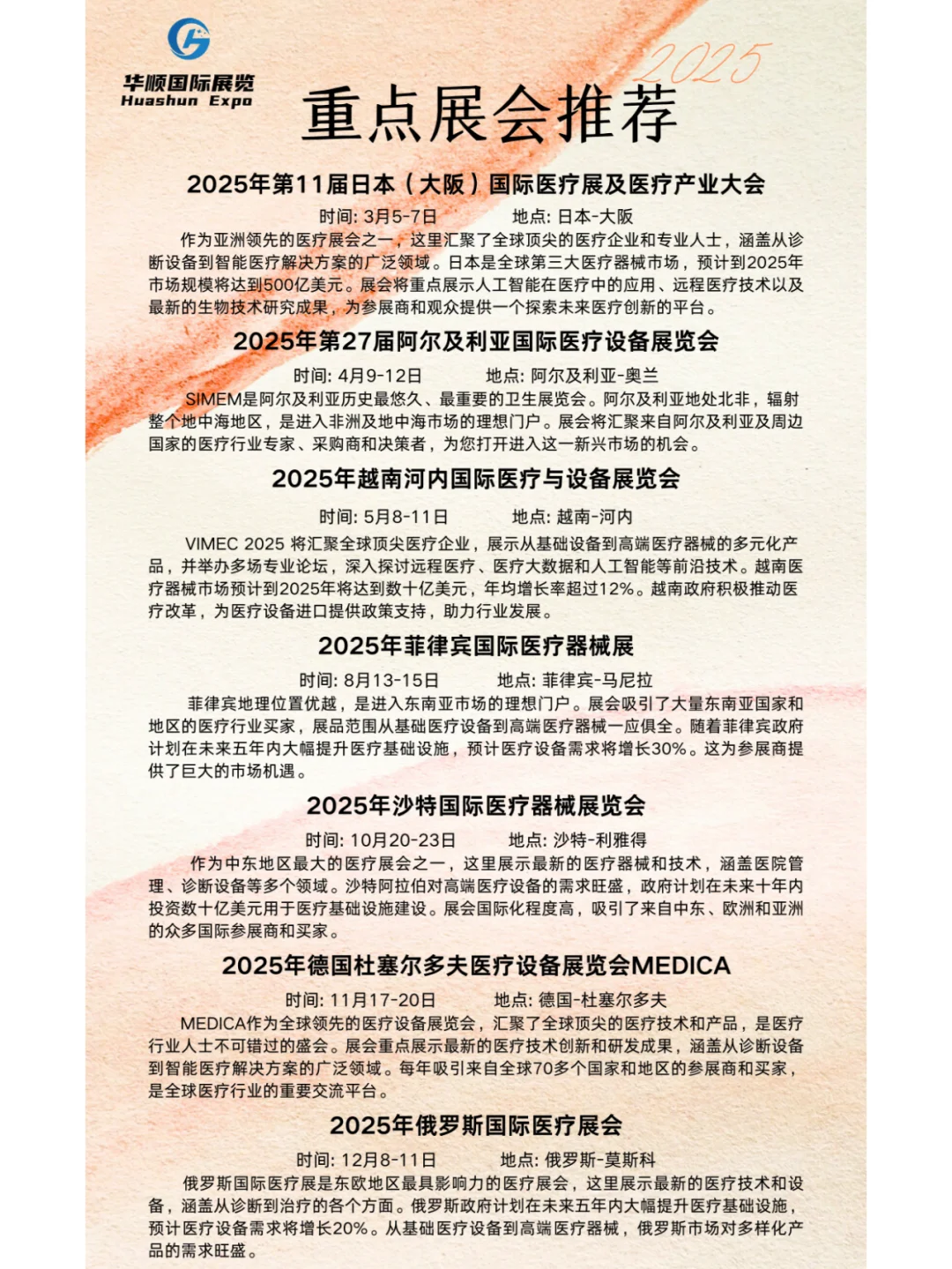? 2025年不可错过的医疗展会推荐 ?