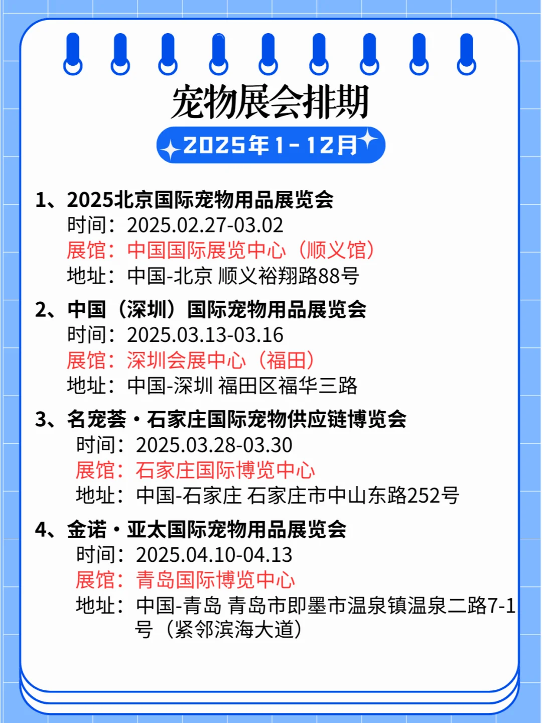 2025年全国宠物展会时间排期及详细信息汇总