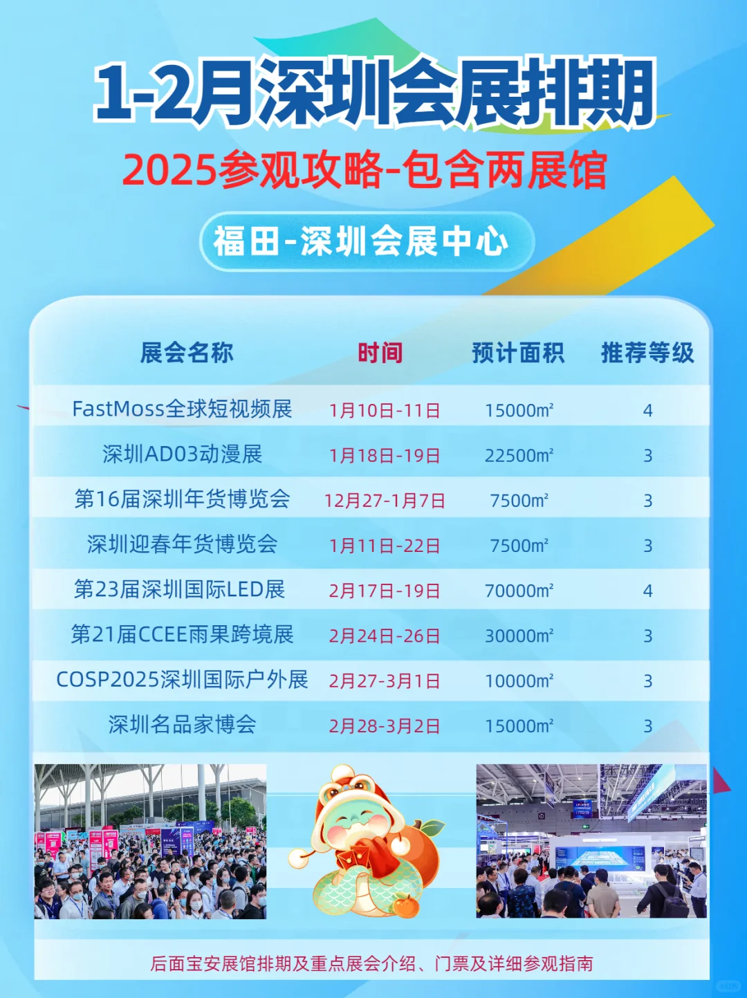 2025年1月2月深圳展会排期 含两馆排期