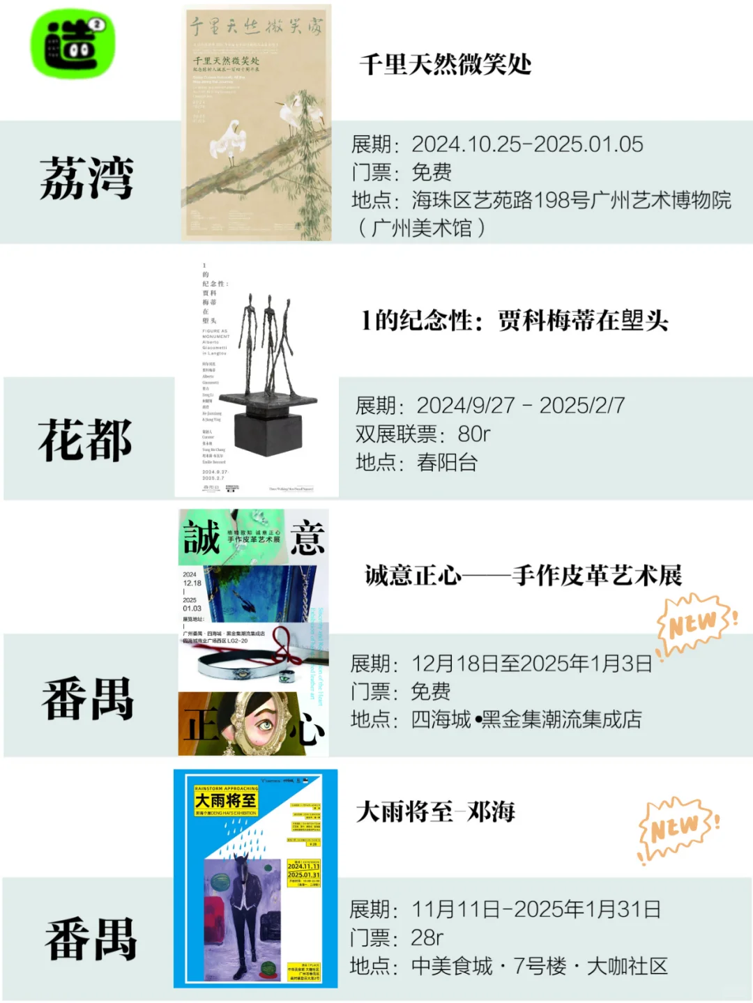 广州1月展览！精选79个！超多免费新展！