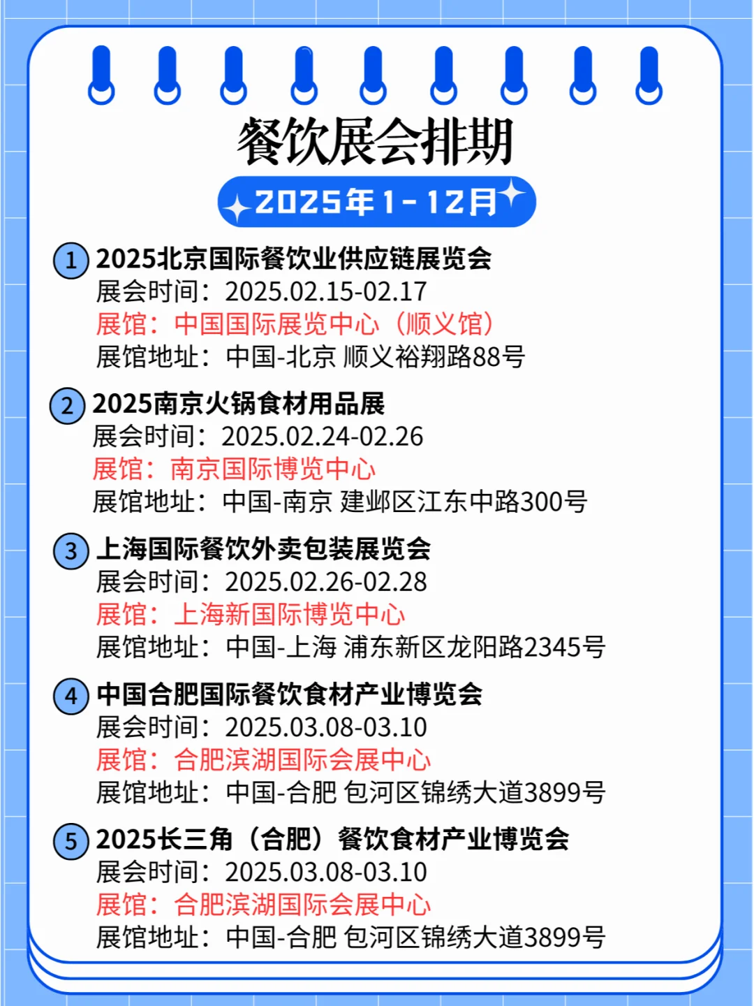?2025年全国餐饮展排期合集?