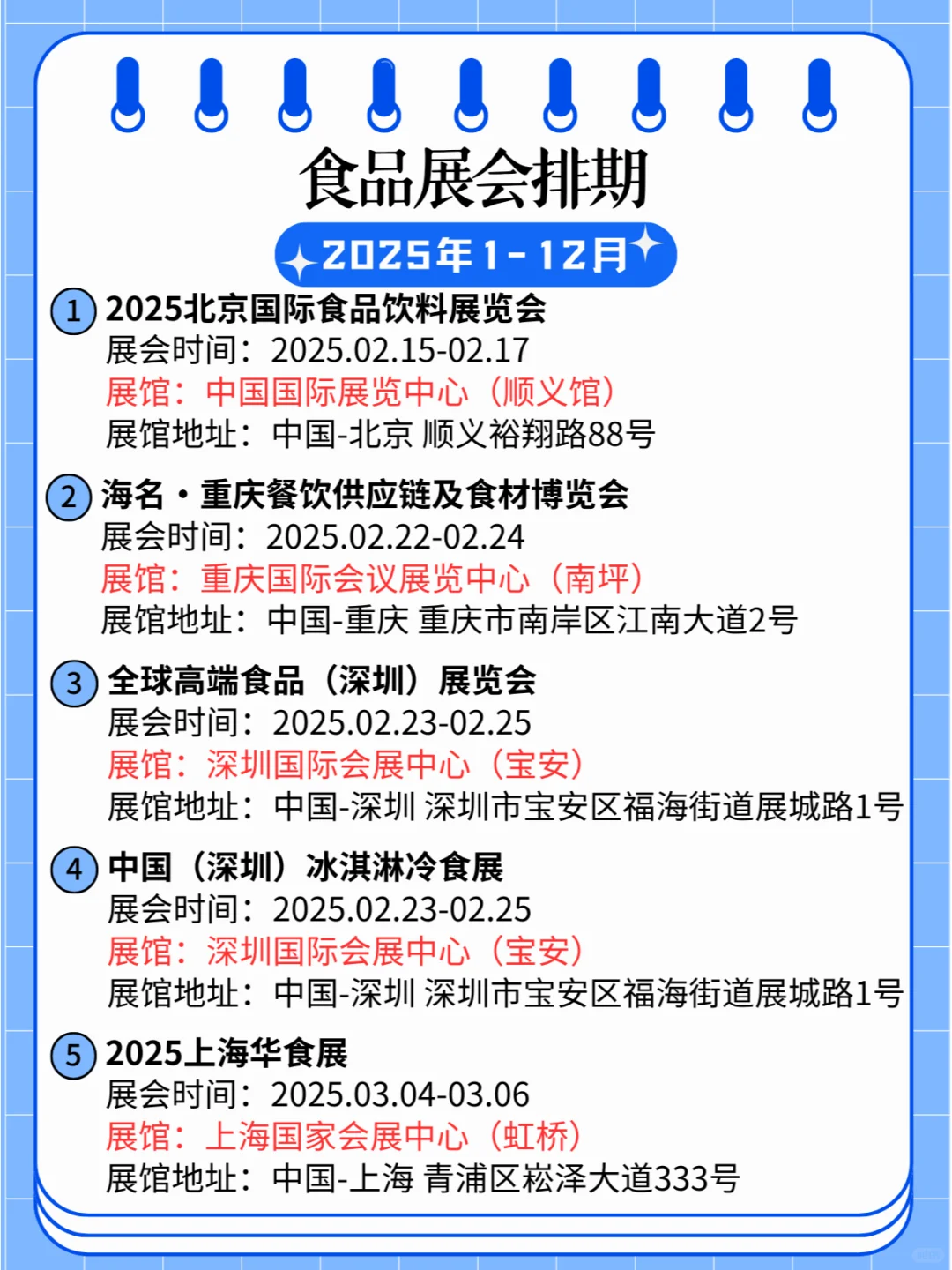 ?2025年全国食品展排期合集?
