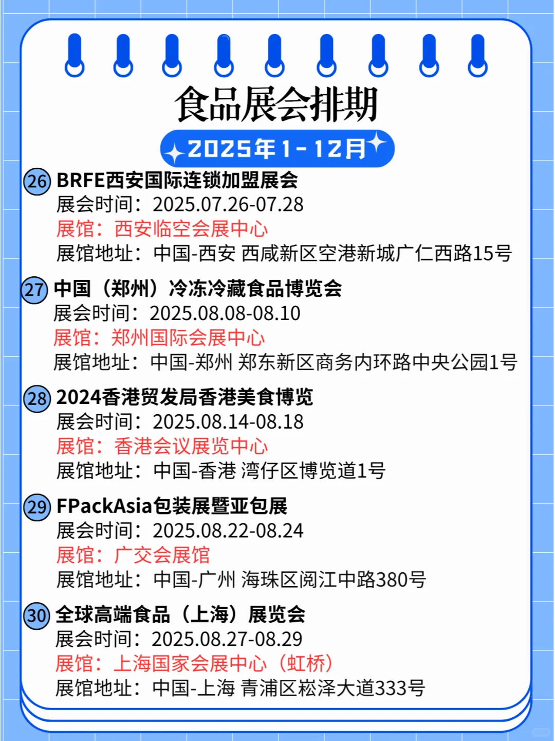 ?2025年全国食品展排期合集?
