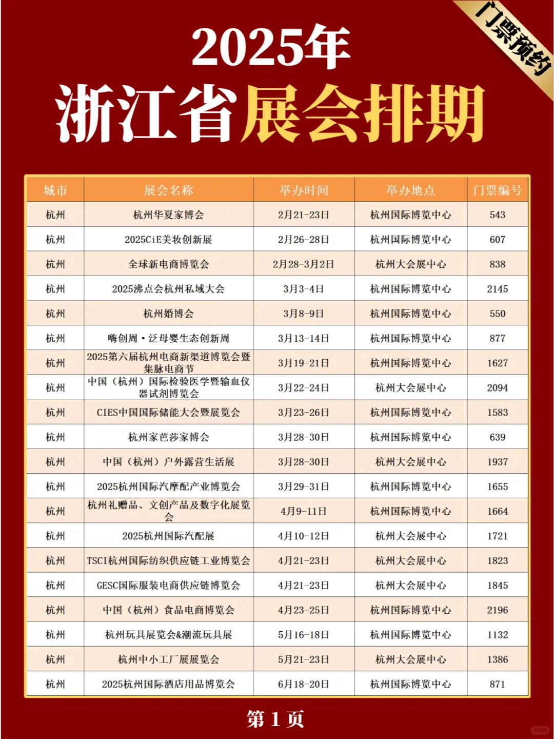 最新❗浙江省2025年展会排期表(共75场)