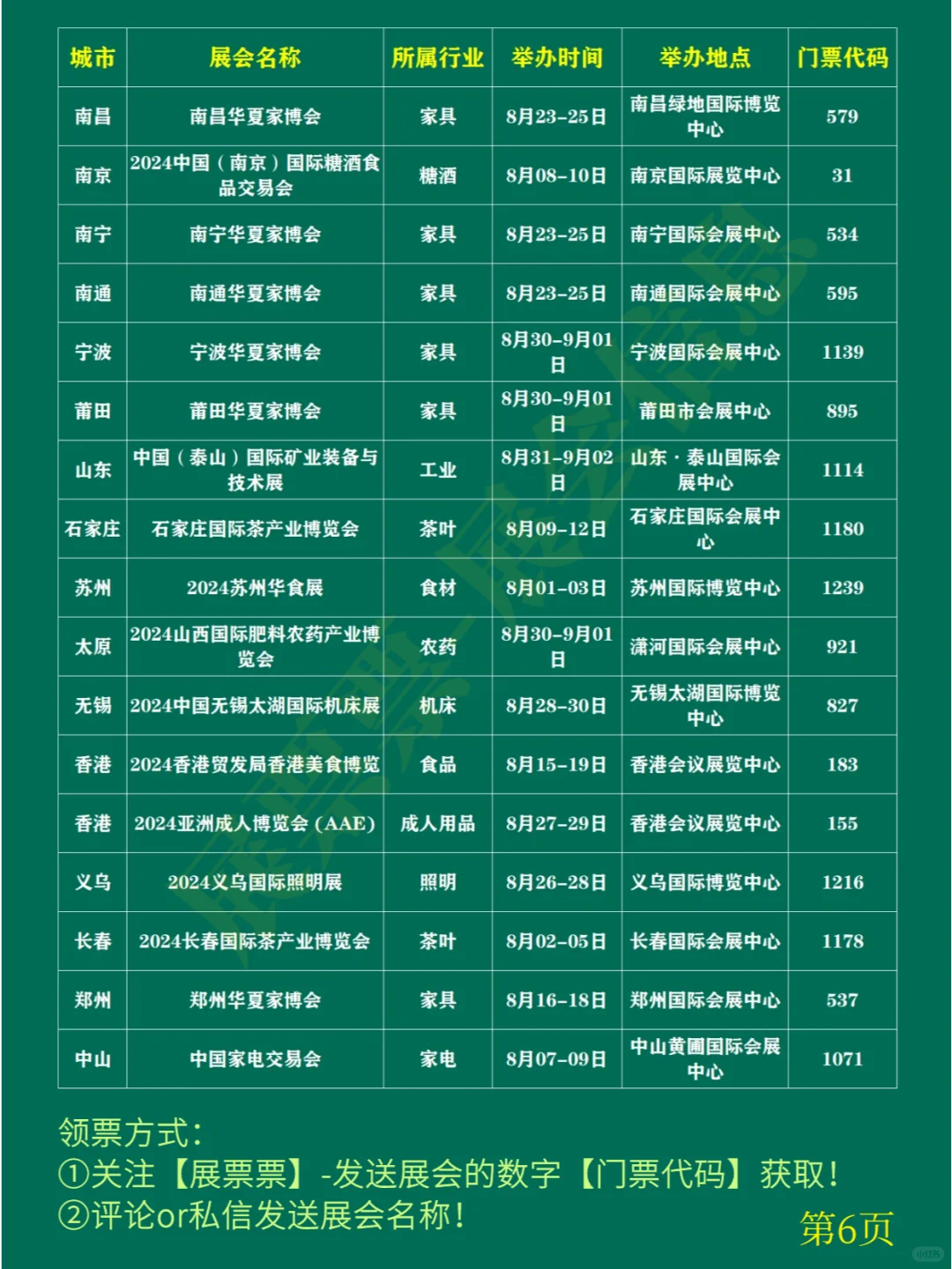 全国展会排期 | 8月展会一览表（共108场）