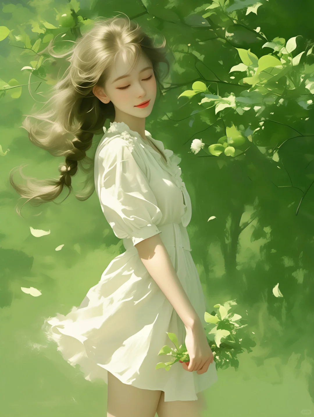 2024唯美女孩头像｜绿衣白裙美如画