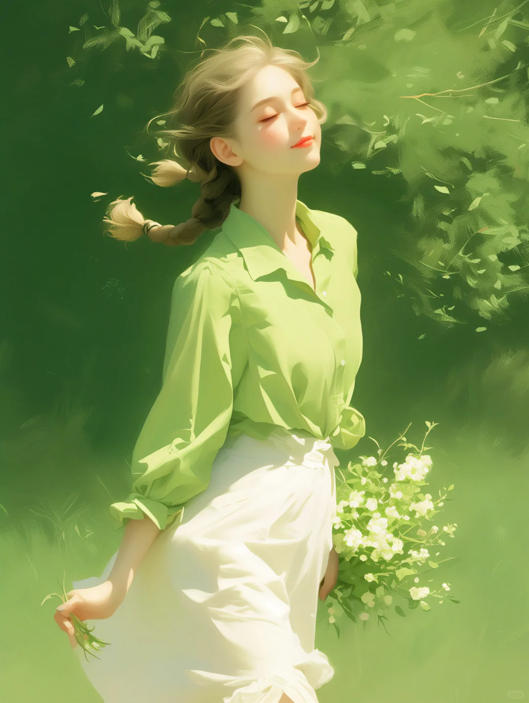 2024唯美女孩头像｜绿衣白裙美如画