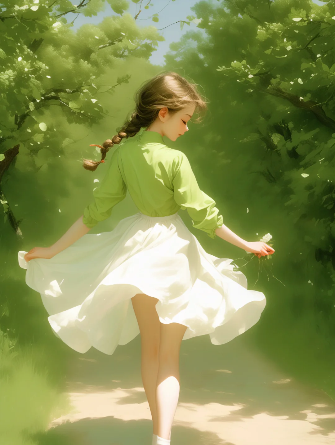 2024唯美女孩头像｜绿衣白裙美如画