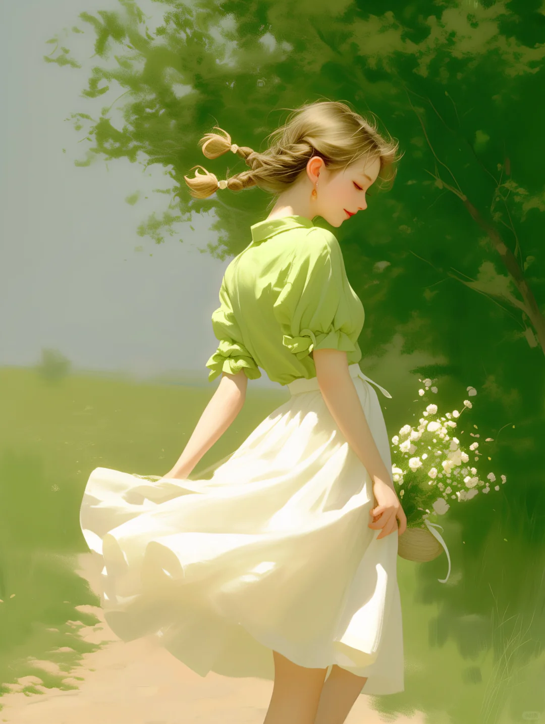 2024唯美女孩头像｜绿衣白裙美如画
