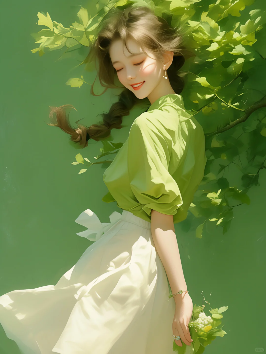 2024唯美女孩头像｜绿衣白裙美如画