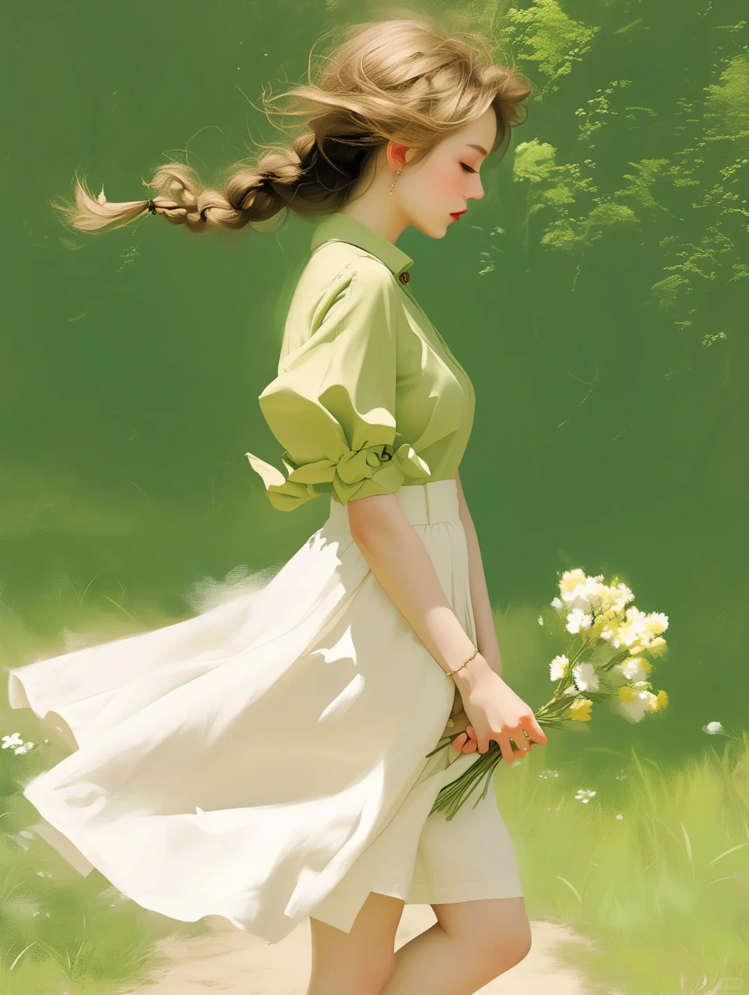 2024唯美女孩头像｜绿衣白裙美如画