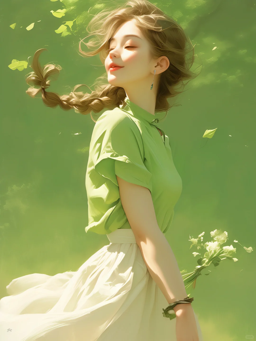 2024唯美女孩头像｜绿衣白裙美如画