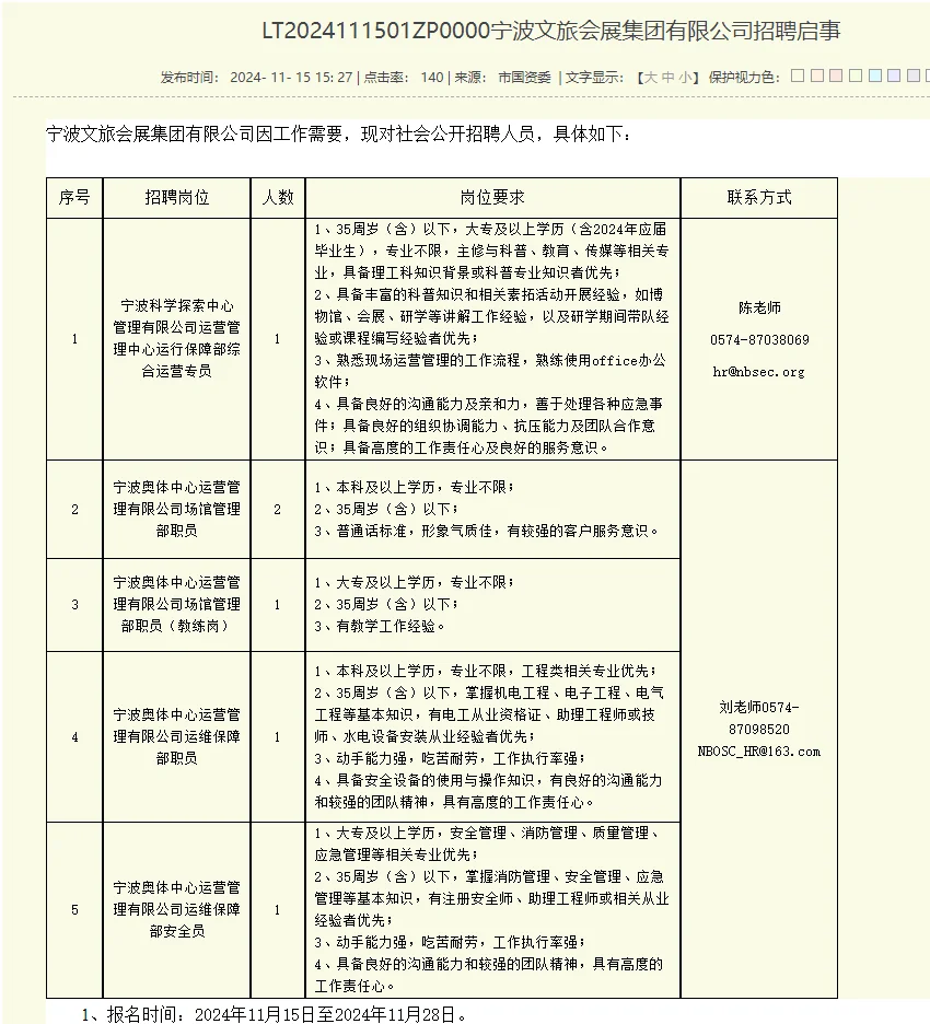 宁波文旅会展集团招聘