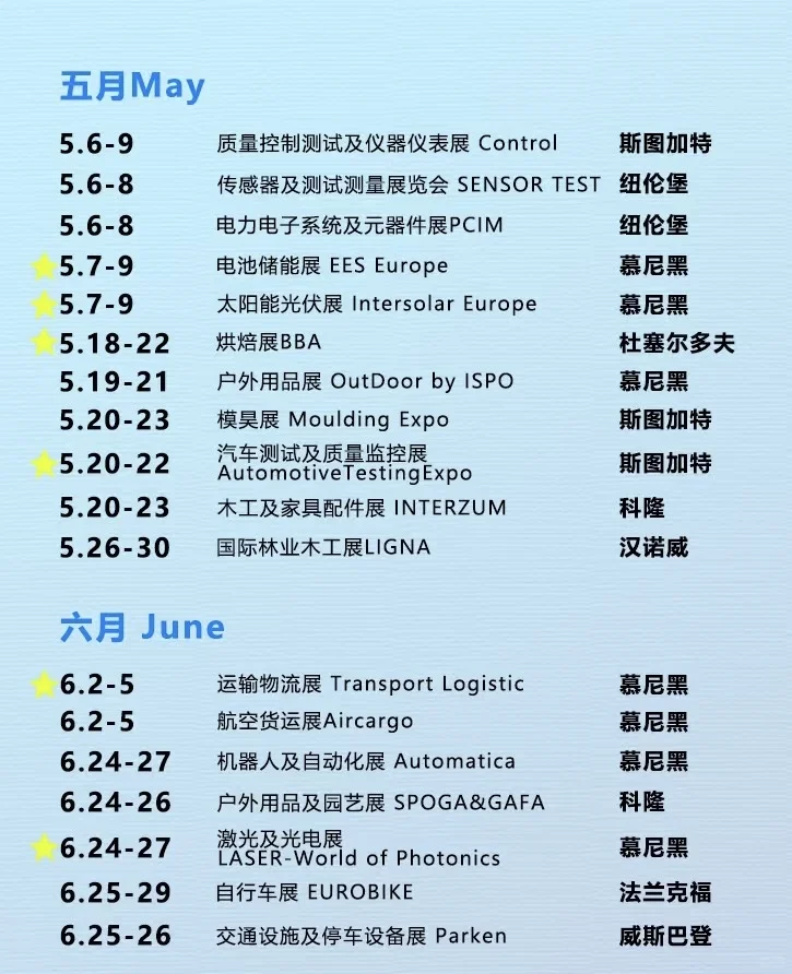 2025年德国展会，全年展会一网打尽.