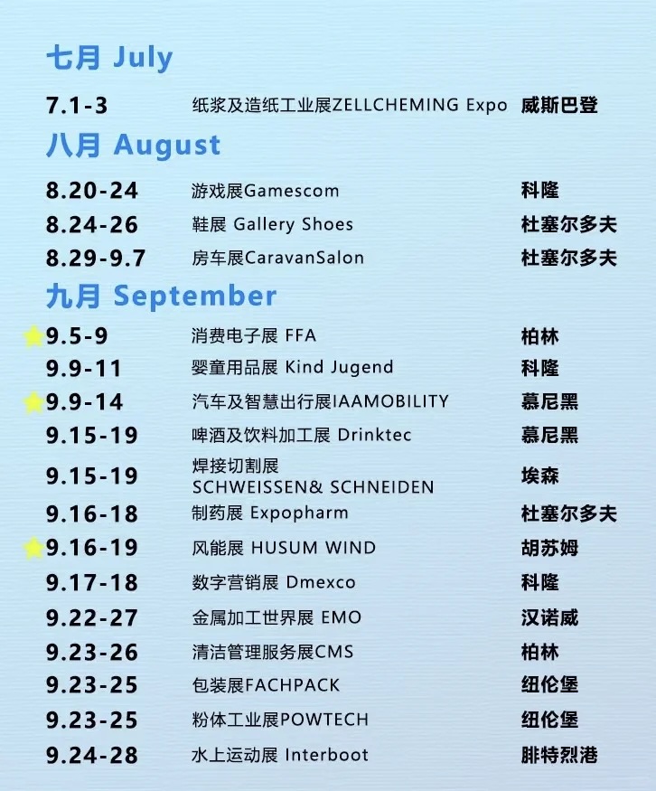 2025年德国展会，全年展会一网打尽.