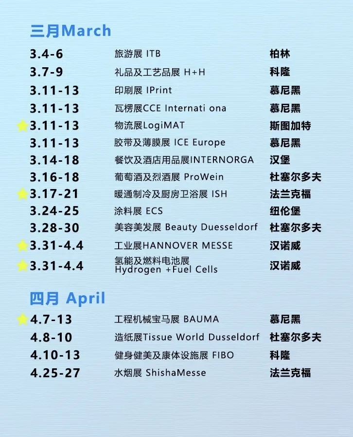 2025年德国展会，全年展会一网打尽.