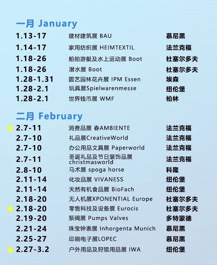 2025年德国展会，全年展会一网打尽.