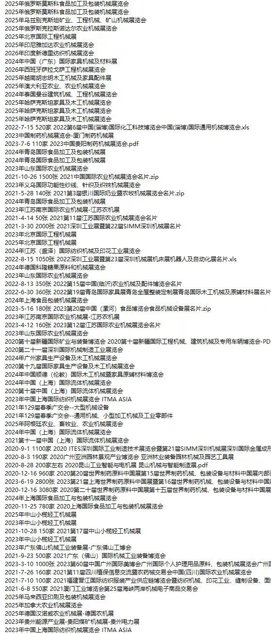 国外机械展会 全球机械展会 机械外贸人