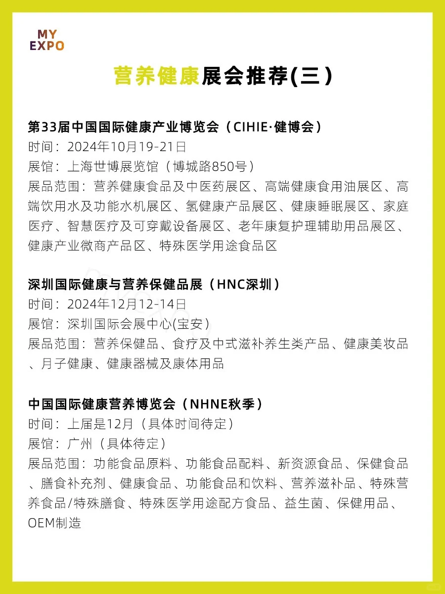 2024年营养健康类展会盘点