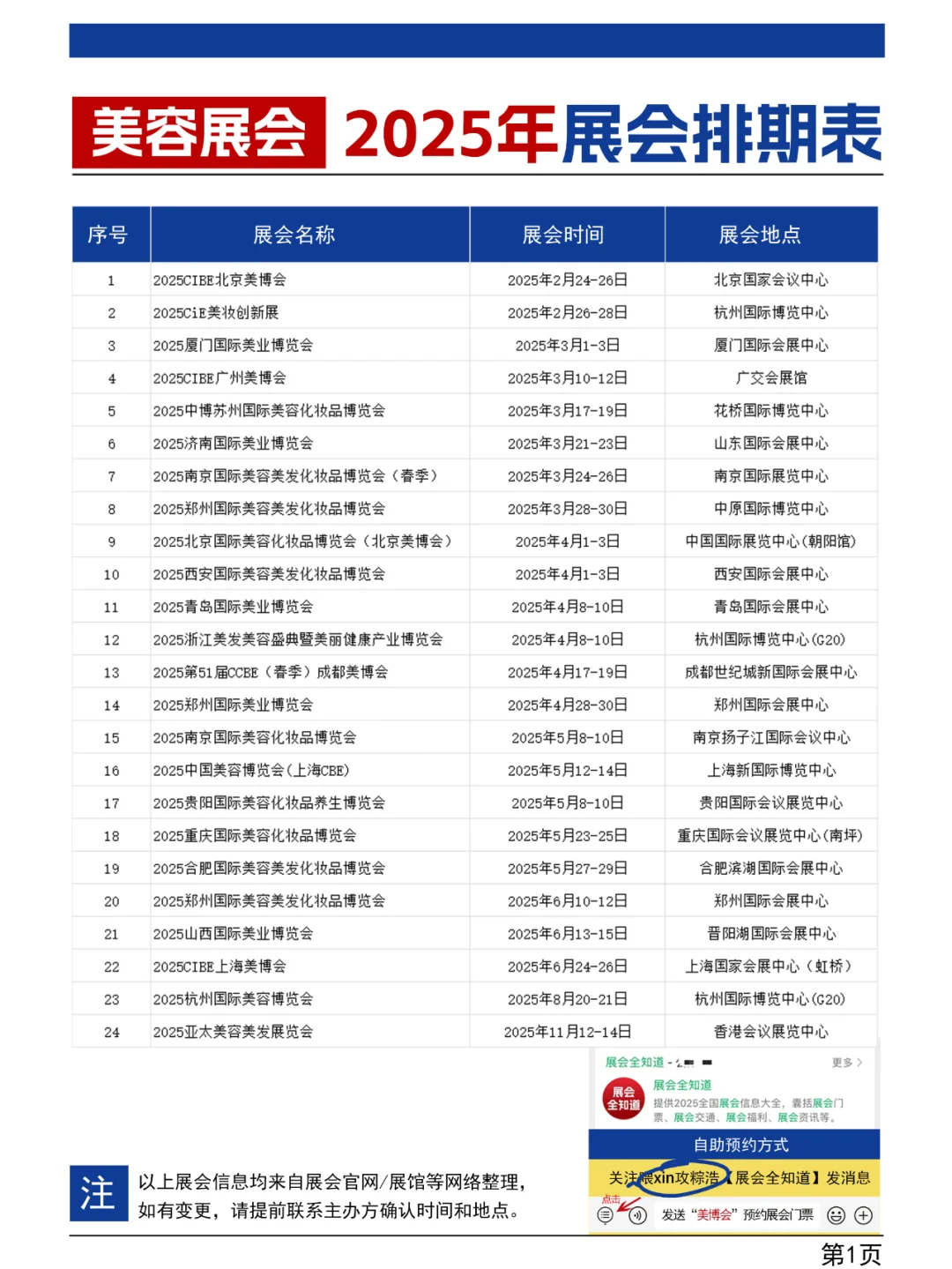 2025美博会排期一览表（最新）