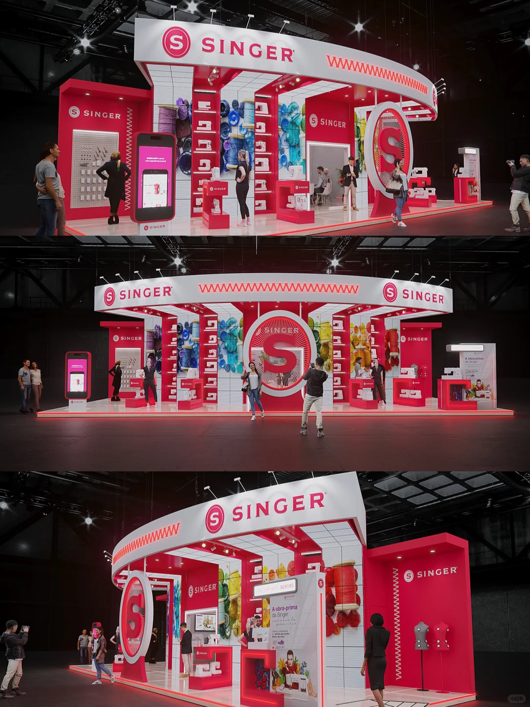 炫酷科技大屏展台设计?纺织展｜面料展案例