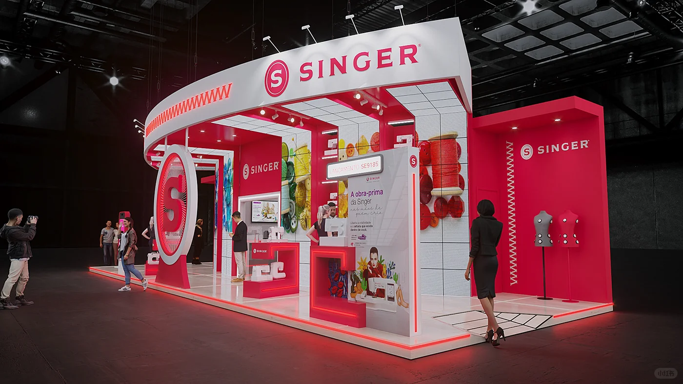 炫酷科技大屏展台设计?纺织展｜面料展案例