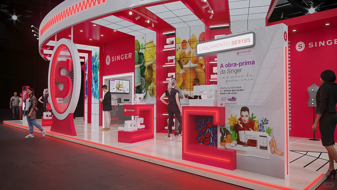 炫酷科技大屏展台设计?纺织展｜面料展案例