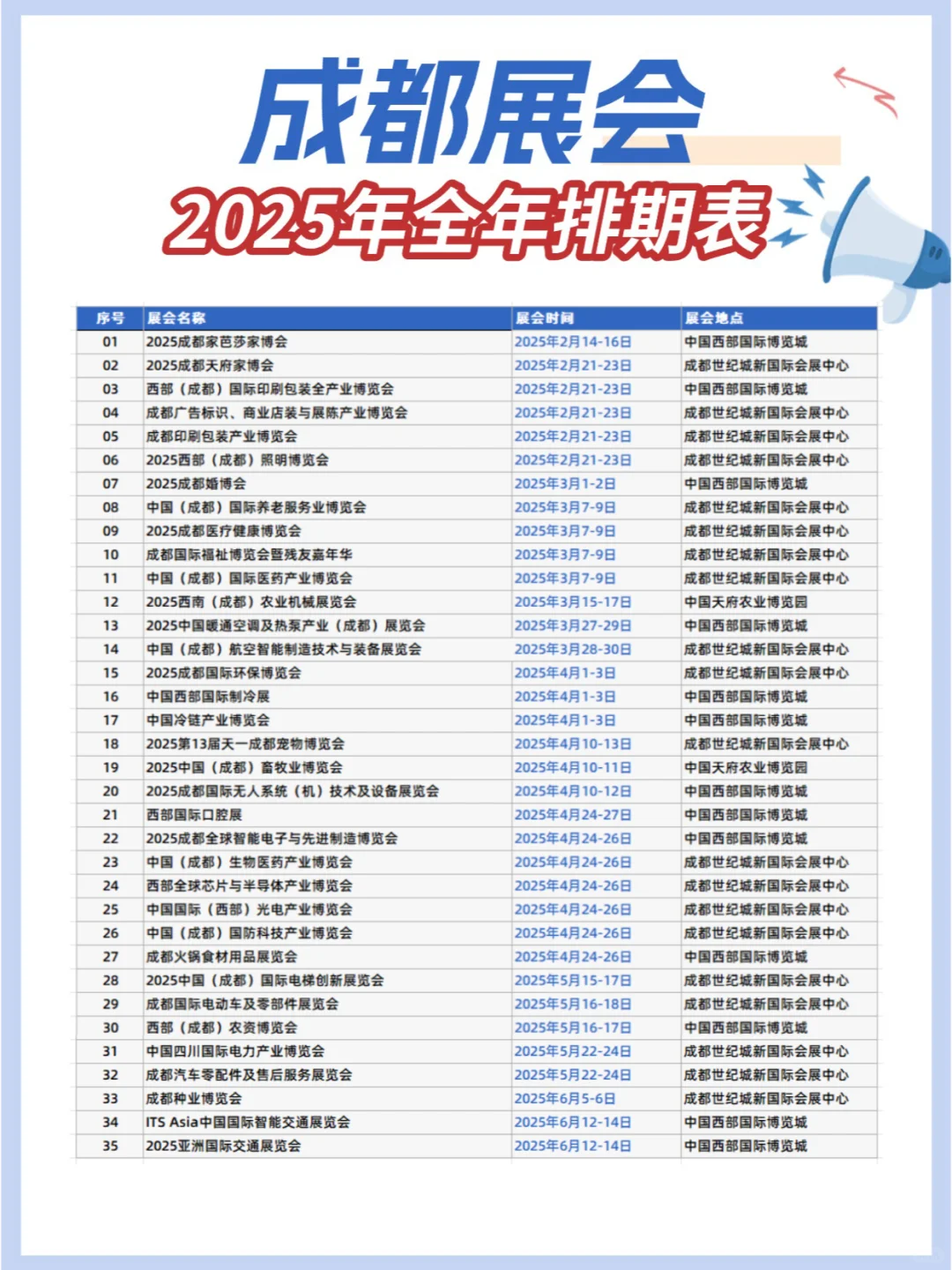2025年成都展会排期表+地点+门票