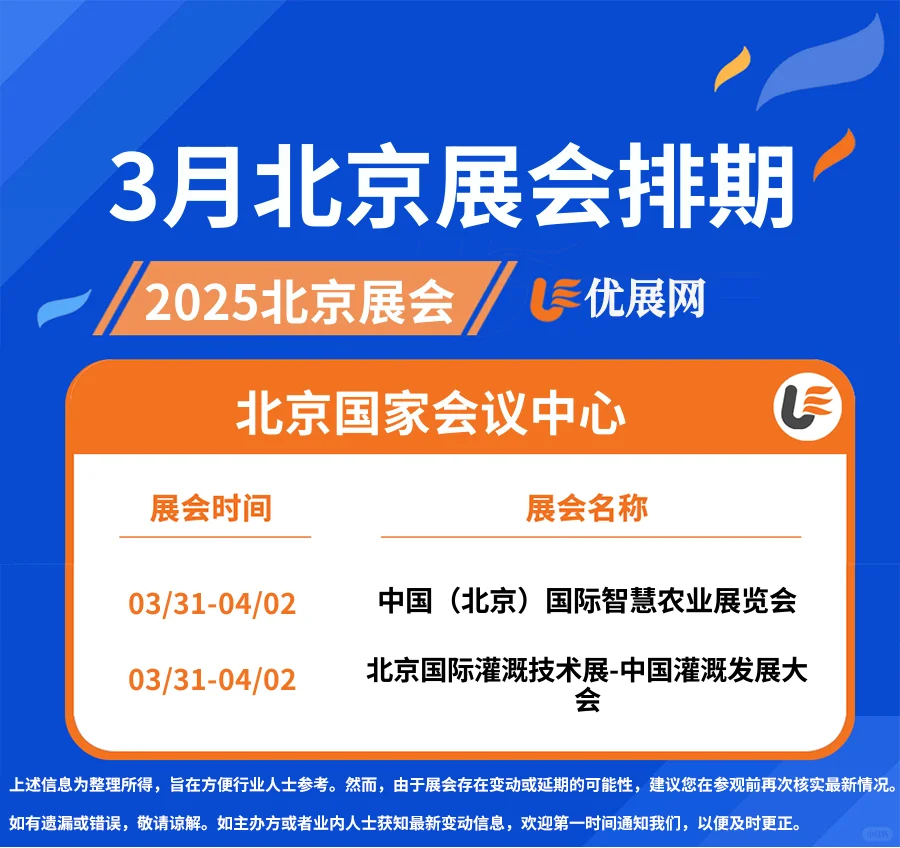 2025年3月北京展会排期时间表。
